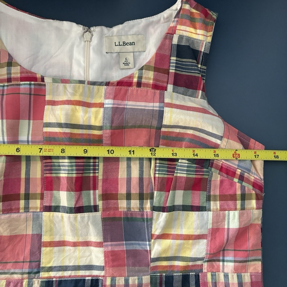 LL‎ Bean Madras Plaid Dress 6P Patchwork Preppy New England Old Money Coastal - Picture 7 of 10